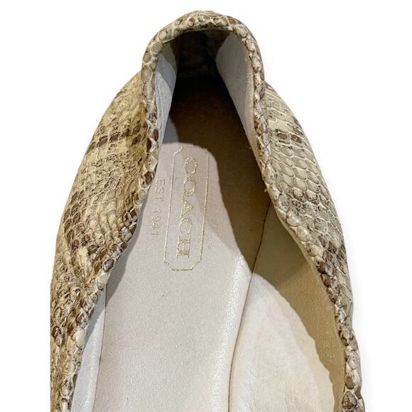 Coach 9 Demi Ballet Flats Snakeskin Patent Leather Toe Cap Slip-On Foldable Bow - Picture 5 of 8
